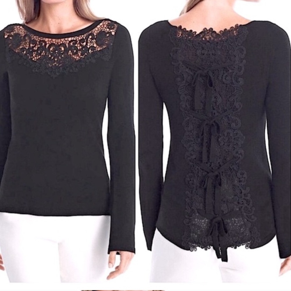 WHBM Bow Back Sweater with Crochet Detail